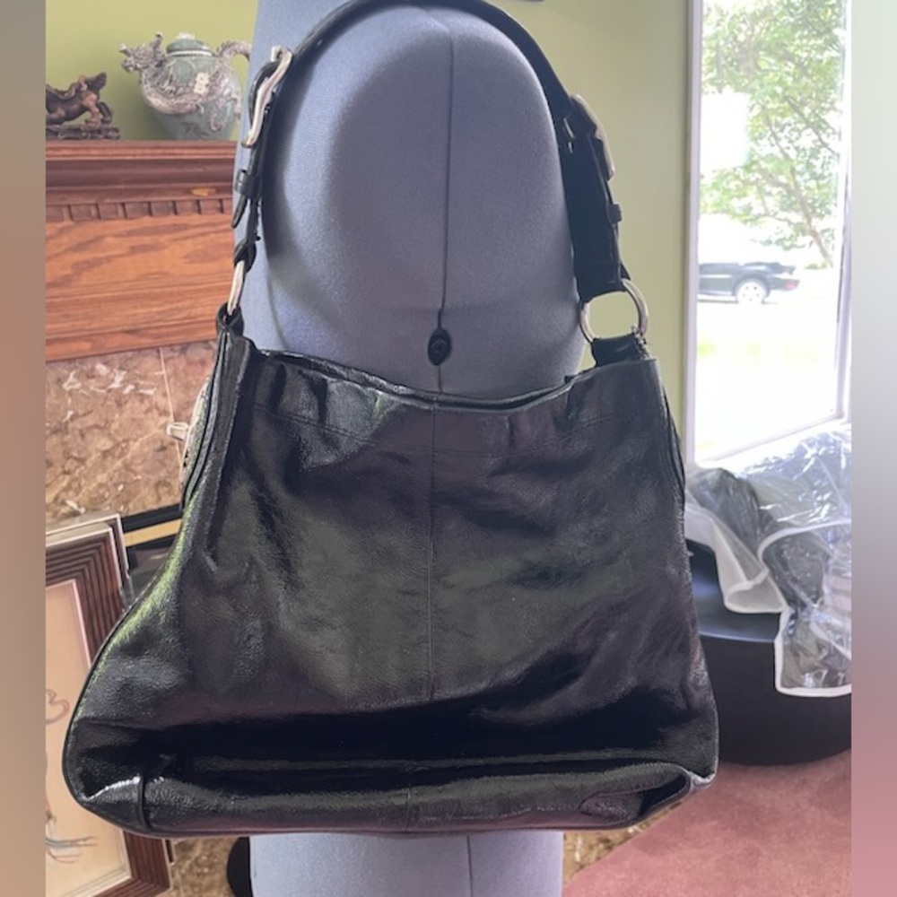 Black Leather Coach Bucket bag